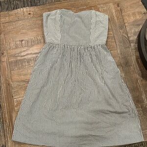 J. Crew Black and White Seersucker Striped Mini Dress